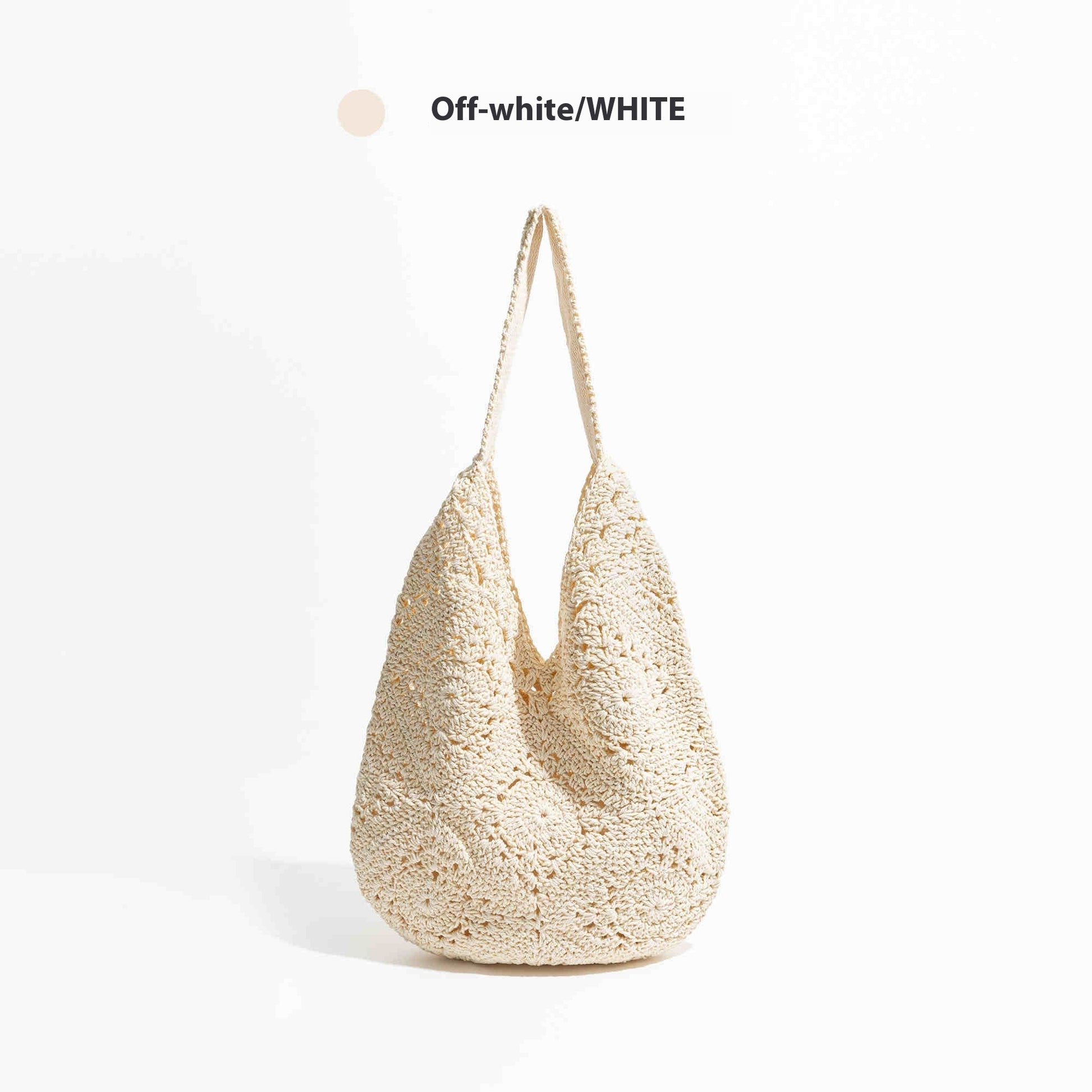 woven crocheted flower mori style hollow shoulder bag