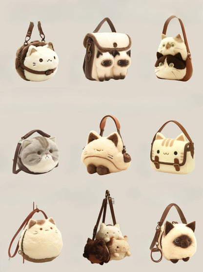 cartoon cute plush cat handbag small