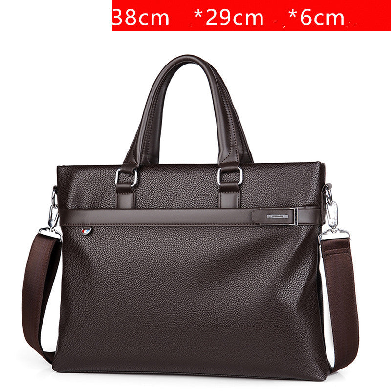 large capacity business handbag mens soft leather briefcase