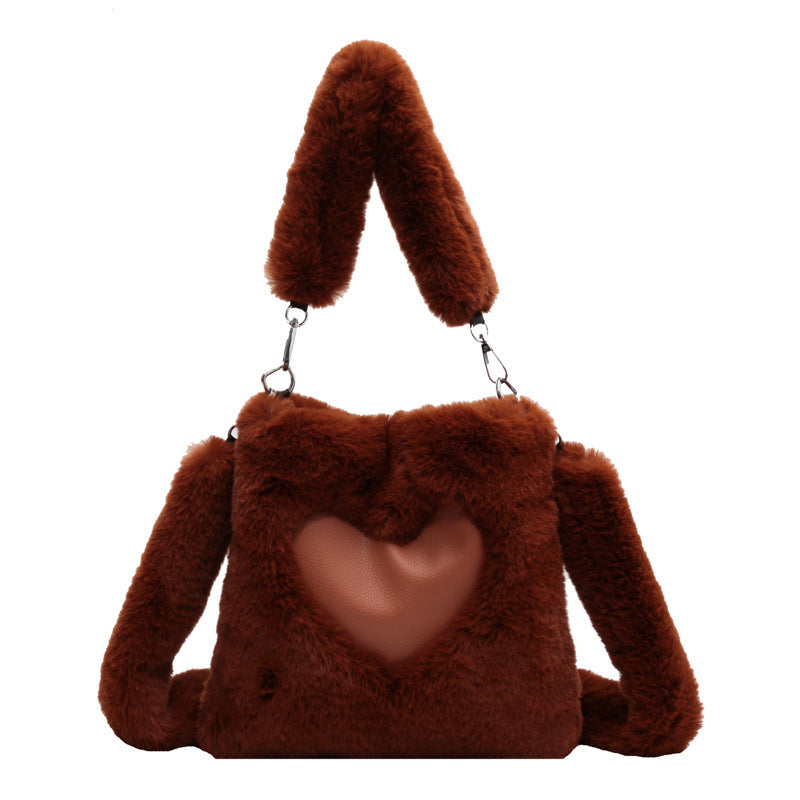 love handbags winter plush shoulder bags for women