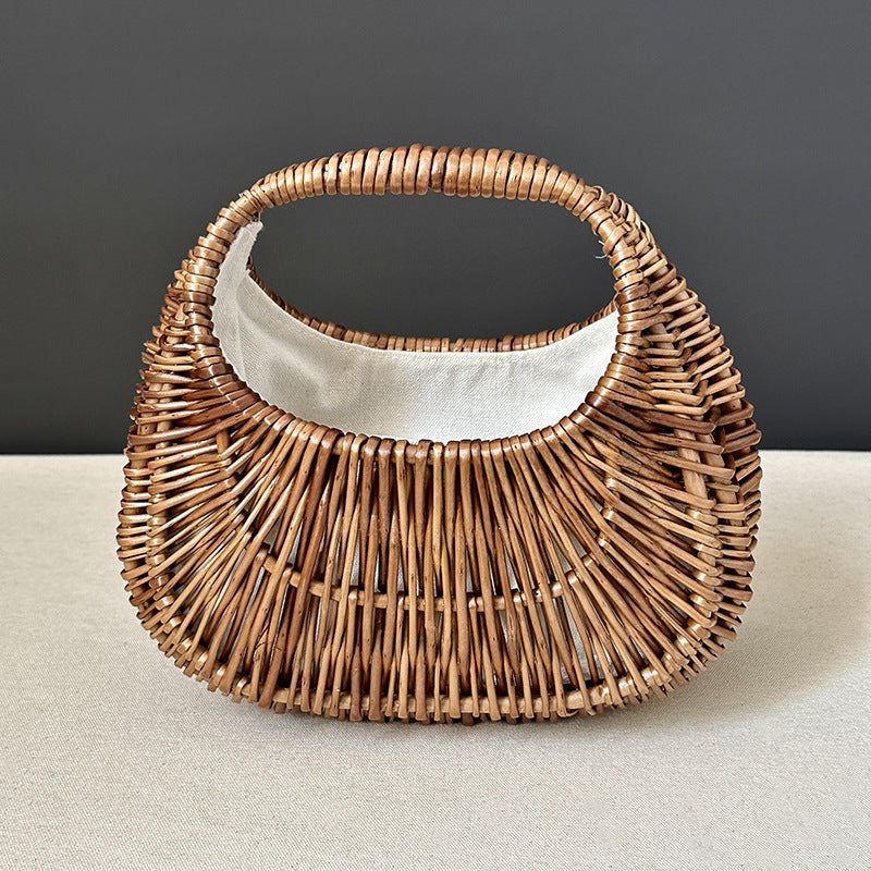 wicker rattan weave bag summer portable retro