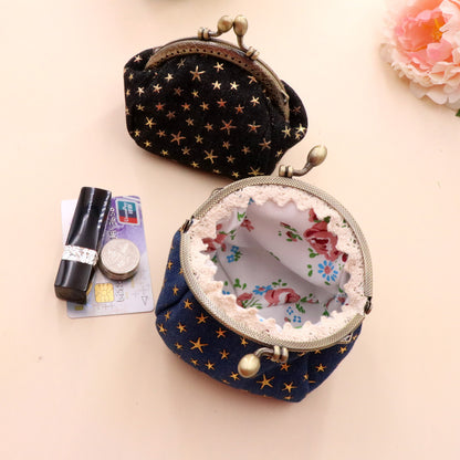 denim cloth vintage handmade womens hand held coin purse hasp card