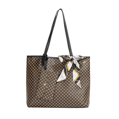 tote bag large capacity womens diamond plaid portable