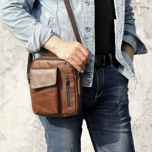 mens business minimalist leather crossbody bag