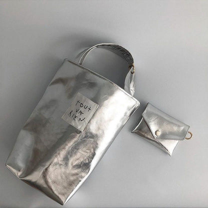 silver label bucket bag simple casual small handbag