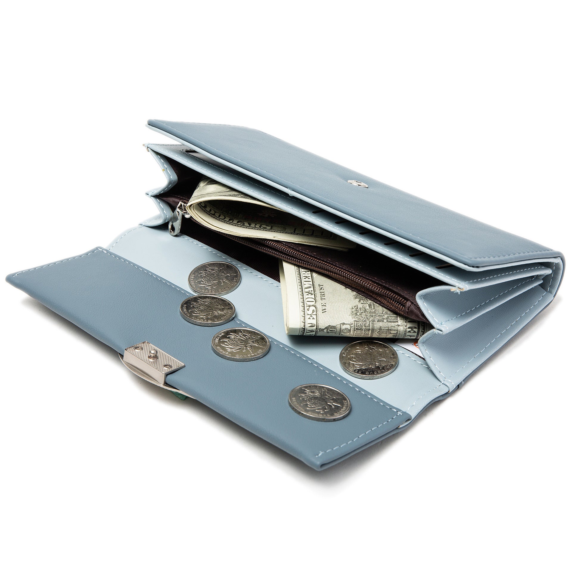 hipster style leaf buckle simple long wallet ladies