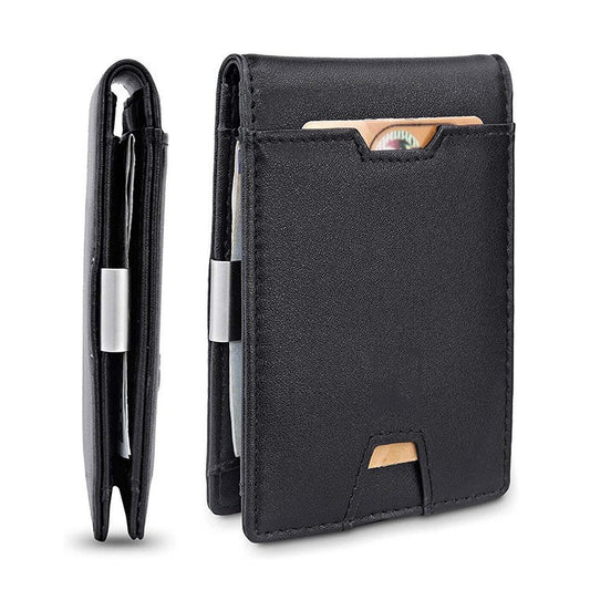 mens card holder fiber leather money clip wallet