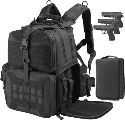 tactical range backpack bag votagoo range activity bag for handgun and ammo 3 pistol carrying case for hunting shooting