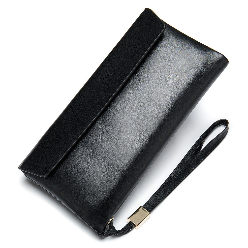 retro large capacity multiple card slots long genuine leather wallet