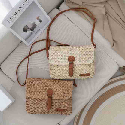 womens summer beach travel crossbody straw bag