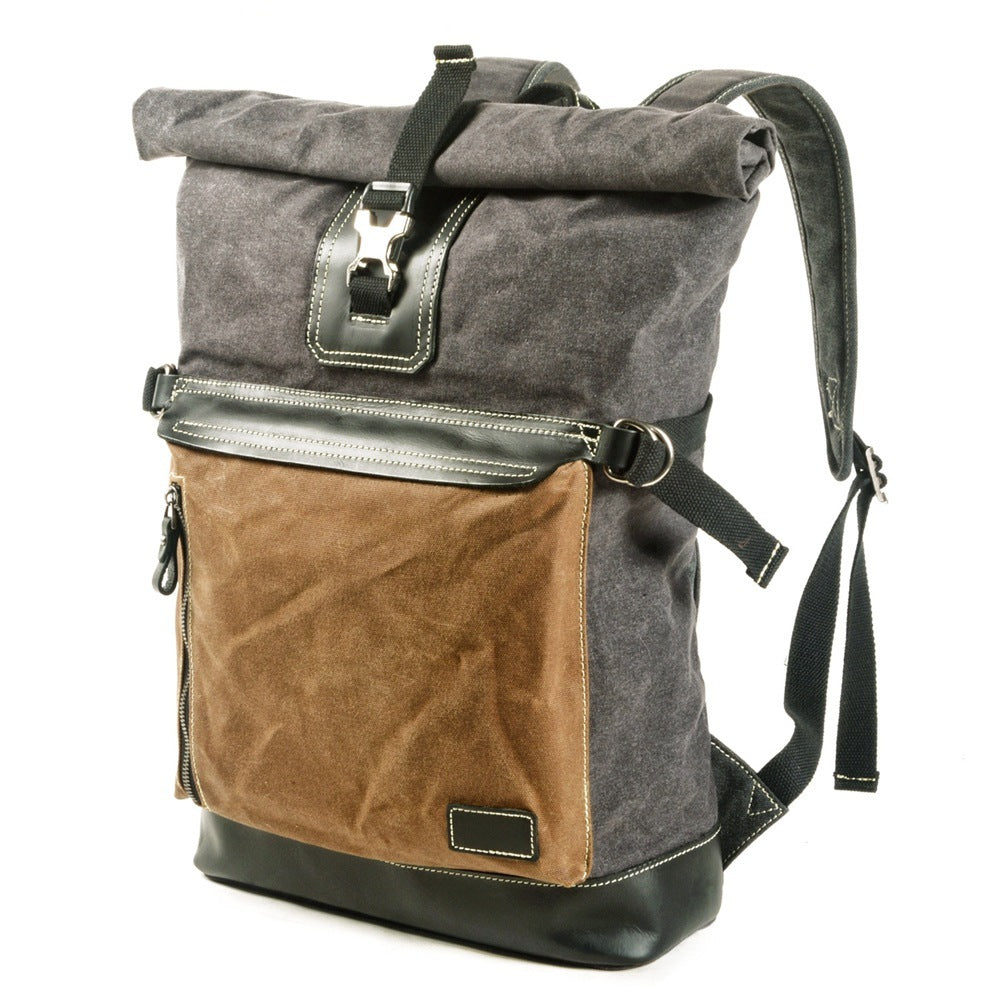 contrast color pepper and salt scroll backpack