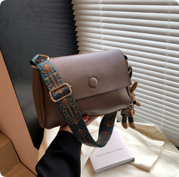 Versatile Small Square Bag With A Wide Shoulder Strap For Crossbody Wear