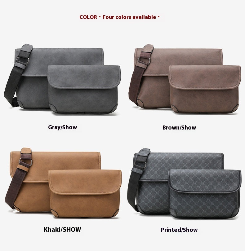 mens contrast color matte fashion retro crossbody shoulder bag