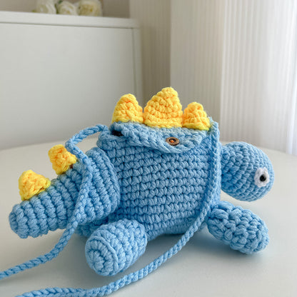 little dinosaur woolen yarn bag hand crocheted
