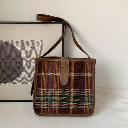 womens retro plaid crossbody fashion bag