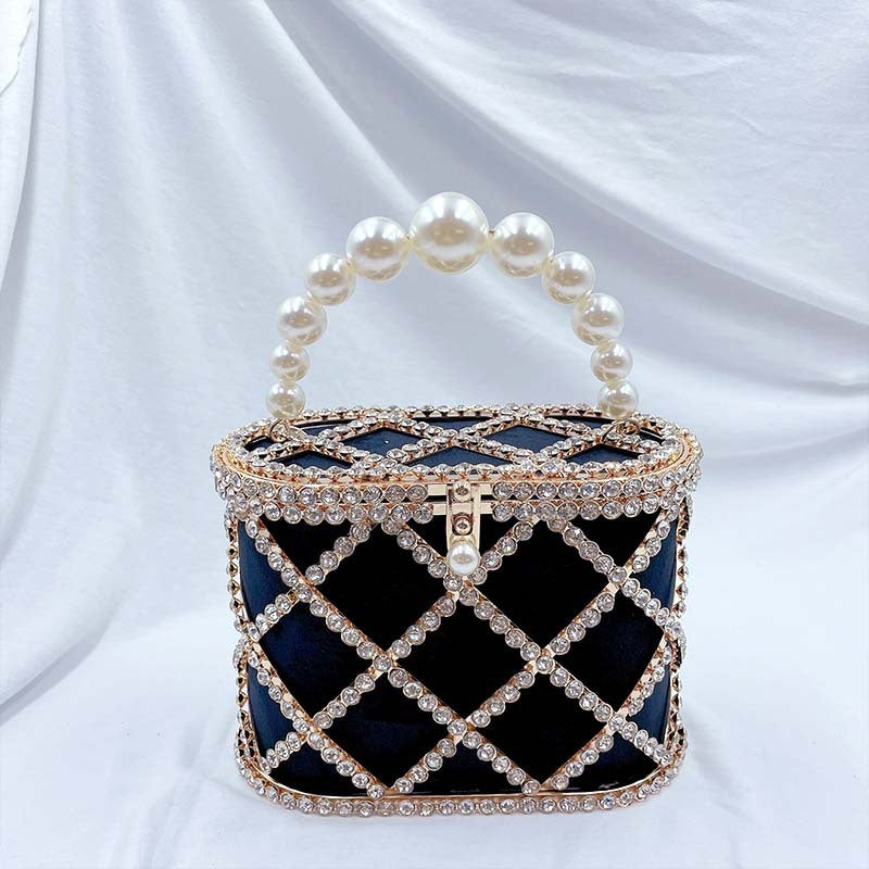 womens dinner party trendy diamond hollow trendy basket bag