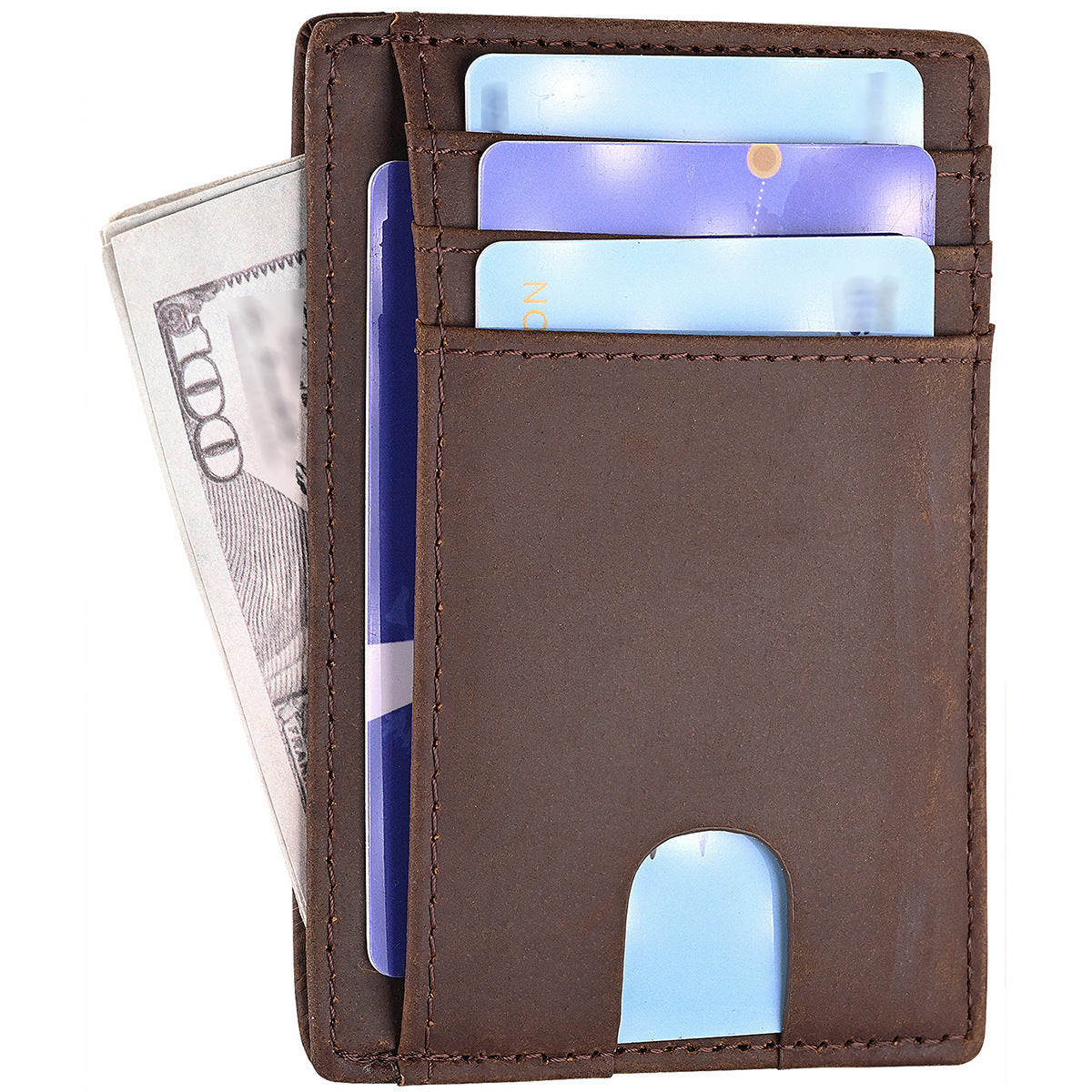 multiple card slots mens first layer cowhide wallet