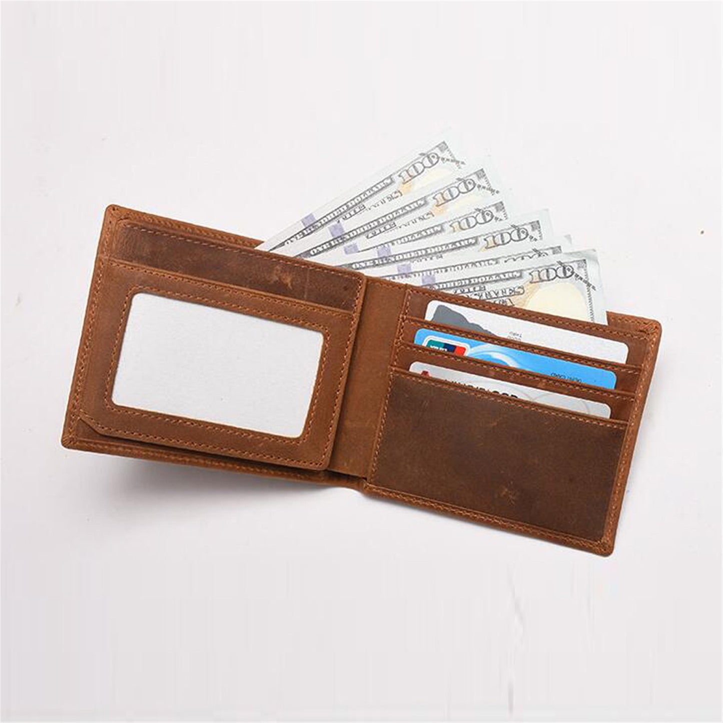 mens leather laser carving letter wallet