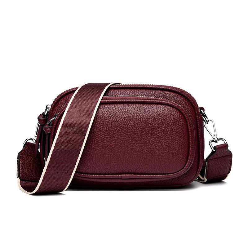 simple and versatile crossbody texture multi layer small square bag