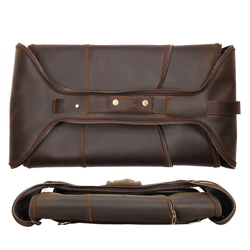 mens fashion top layer leather backpackage