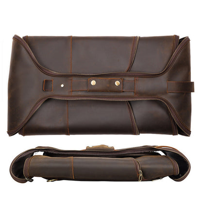 mens fashion top layer leather backpackage