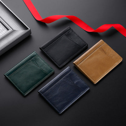 multi card slot rfid real cowhide bank card holder id holder