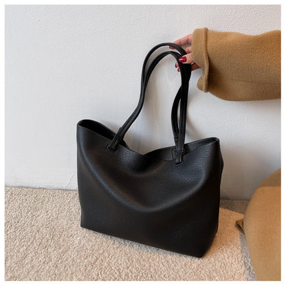 all match casual soft leather large capacity shoulder bag