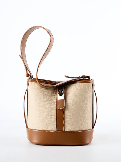 top layer cowhide bucket bag all match genuine leather womens messenger bag