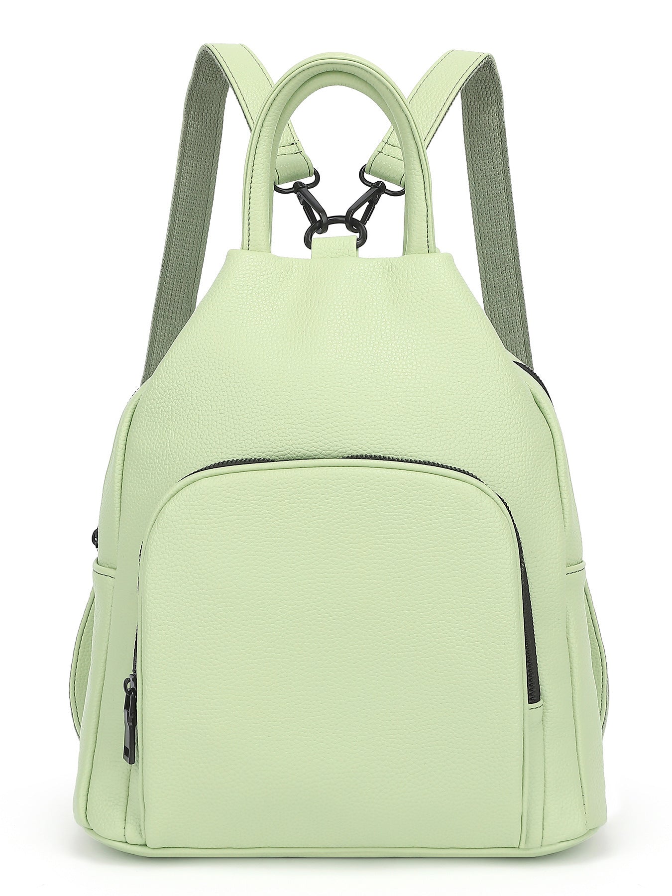 pu backpack practical soft leather zipper handbag