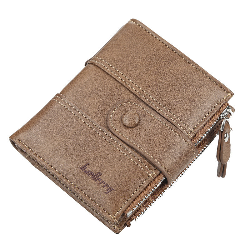 mens new double zipper creative short wallet