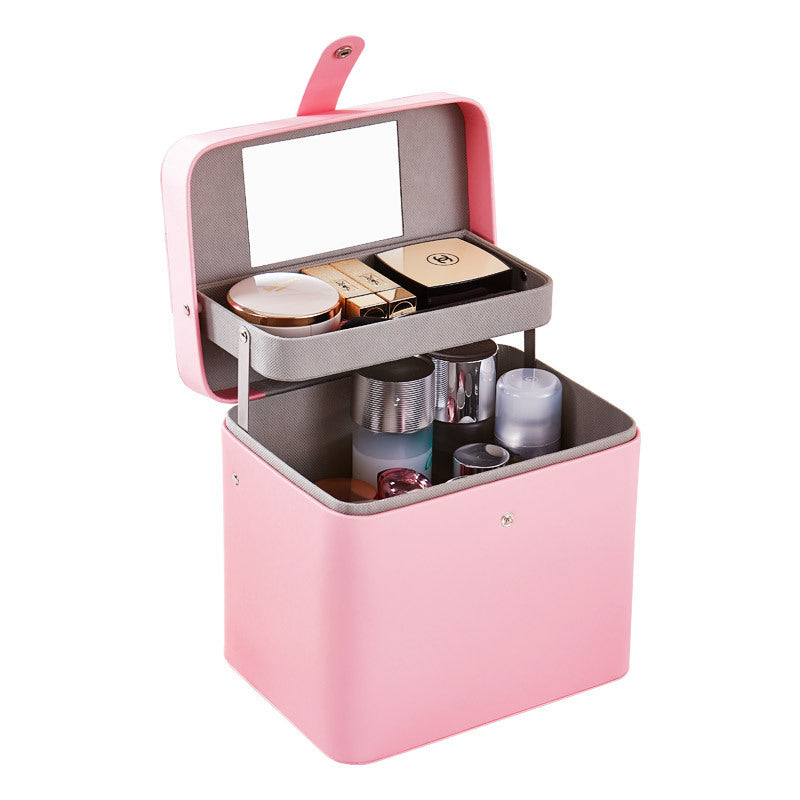 large capacity portable cosmetic case pu cosmetic desktop