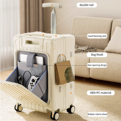 Double Pole Design Portable Luggage, Mother's Luggage, Children's Riding And Sitting Roller Luggage, Front Opening Luggage, Silent Rotating Wheels, Dry Wet Separation, T-shaped Handle Travel Bag