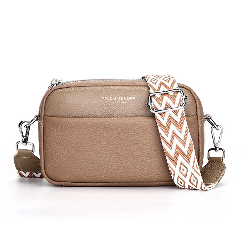 fashion simple shoulder messenger bag top layer cowhide small square bag