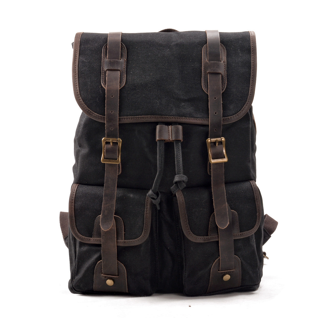 travel backpack canvas stitching crazy horse leather