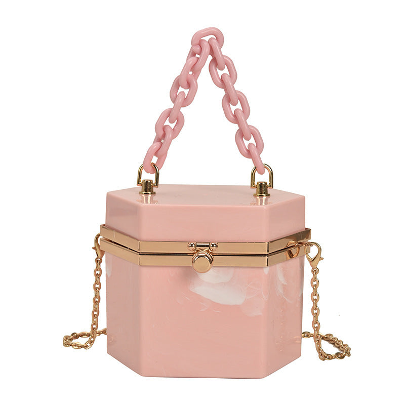 box bag acrylic candy color portable chain messenger dinner bag