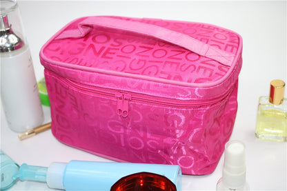 a lot of letter satin bento style portable cosmetic bag