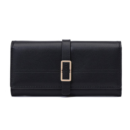 long metal buckle simple tri fold clutch