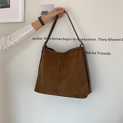 Suede Retro-Style Large-Capacity Womens Shoulder Bag
