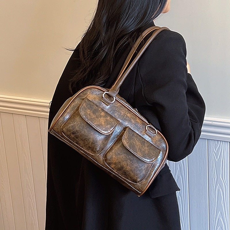 niche popular retro underarm large capacity fashion handbag casual cool shoulder bag