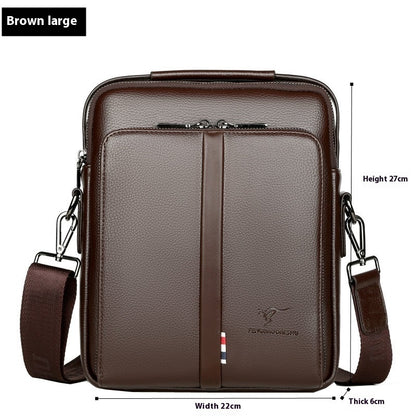 mens business casual crossbody vertical and portable design large capacity shoulder leather backpack