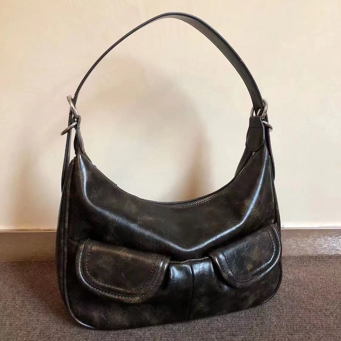 one shoulder maillard distressed underarm bag women