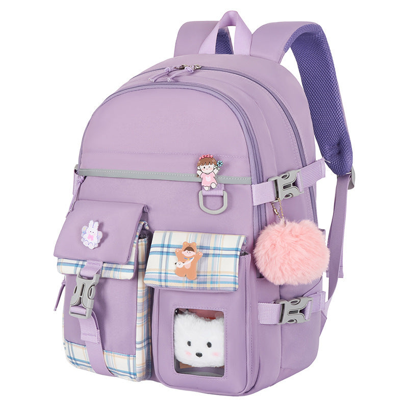 cartoon cute and lightweight burden reducing student schoolbag