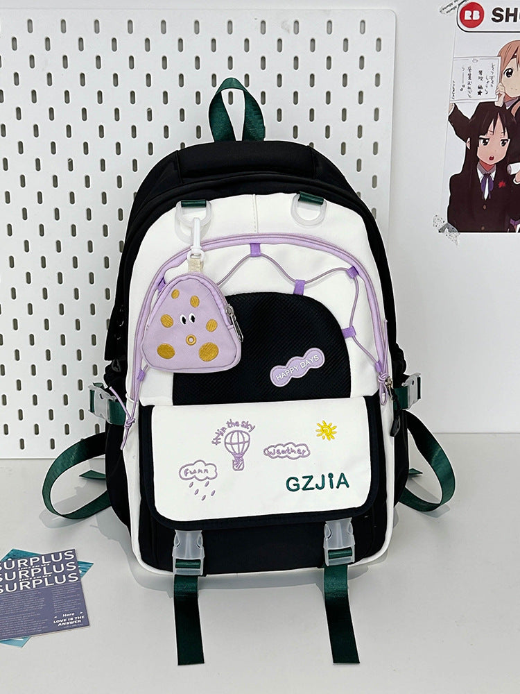 Simple And Lightweight Large Capacity Contrast Color Backpack