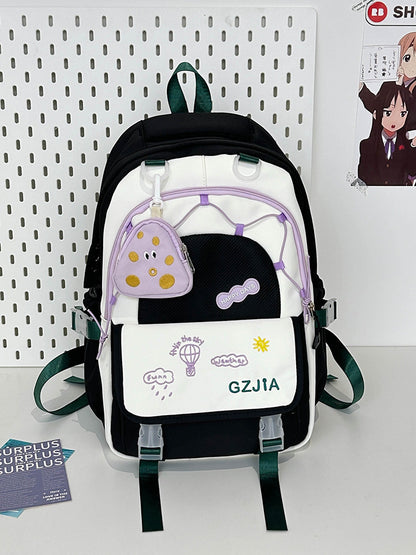 Simple And Lightweight Large Capacity Contrast Color Backpack