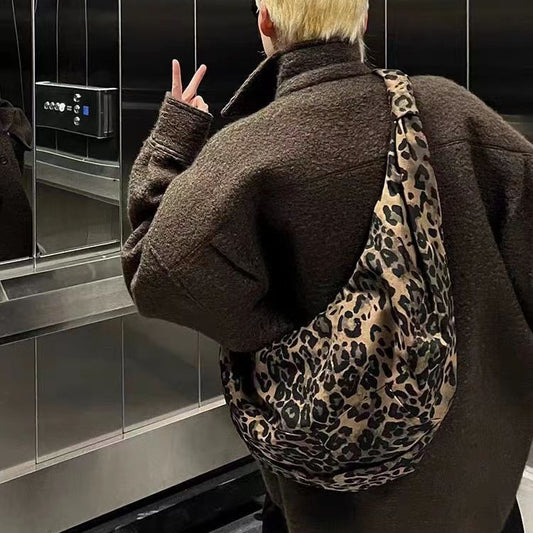 fashion pleated leopard print crossbody bag