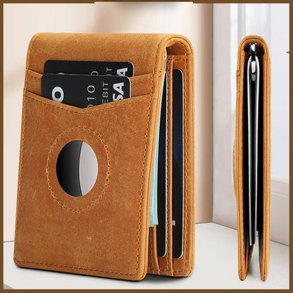 anti theft brush genuine leather mens wallet