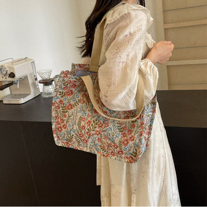 flowers canvas handbag fashion large capacity shoulder bags for women