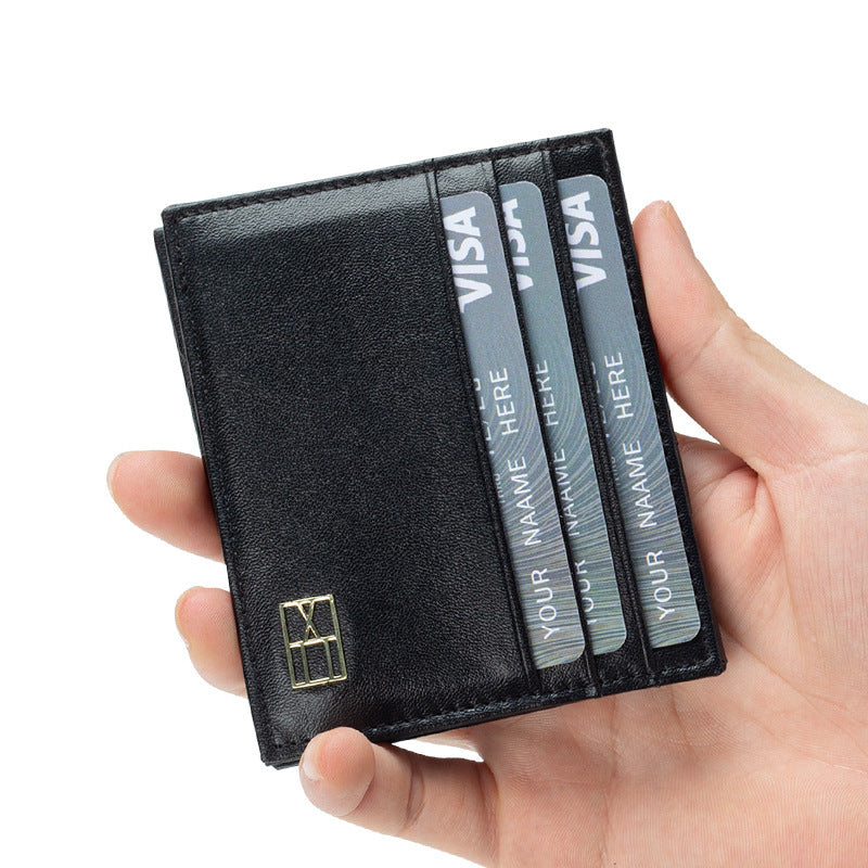 new flip card holder large capacity genuine leather wallet