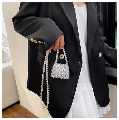 Womens Crossbody Beaded Pearl Handmade Bag Pearl Tote