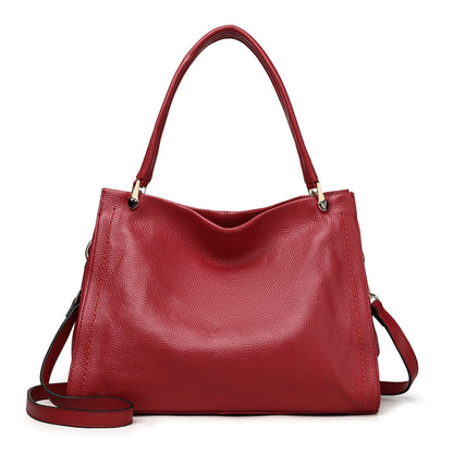 womens simple cowhide leather single shoulder bag